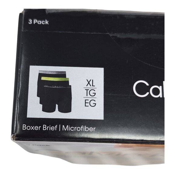 Calvin Klein 3 Pack Mens Microfiber Boxer Briefs XL Black Grey Lime Green - Picture 2 of 7